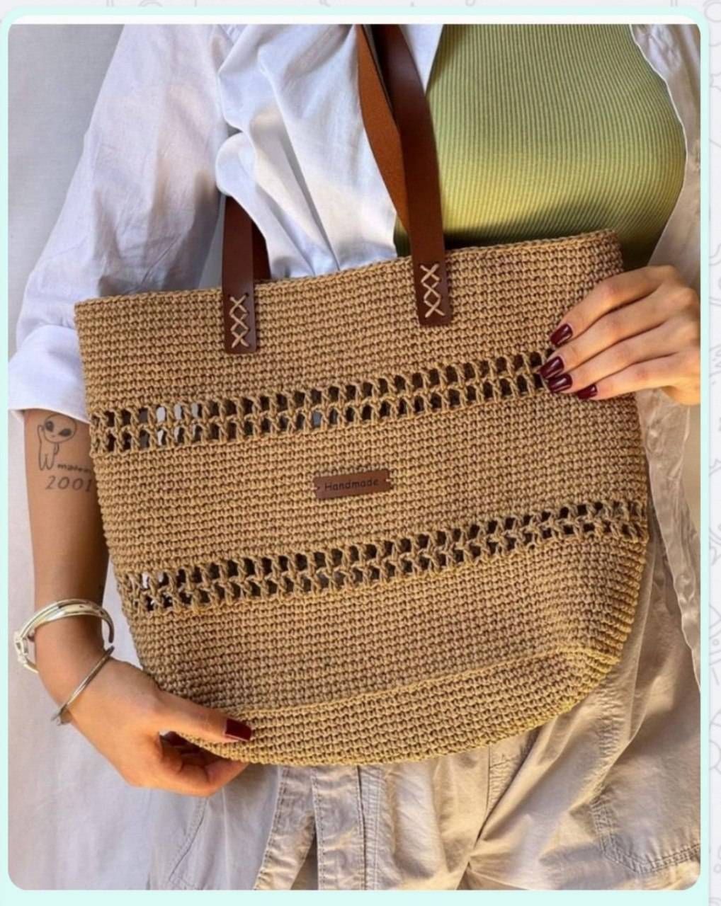 کیف زنانه حصیری قهوه ای